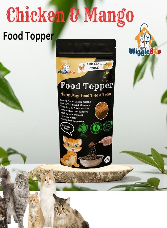 WiggleBoo Magical Cat Food Topper || Joy of Best Taste || Grain Free & Protein Rich || Anti Oxident || 70g (Chicken & Mango) - Image 2